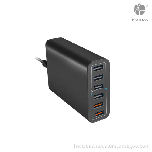 Double QC2.0 plug 60W 12A 6 port USB quick charge 2.0 adapter charger